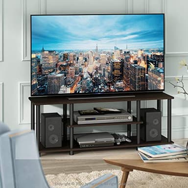 Furinno Turn-N-Tube No Tools 3D 3-Tier Entertainment TV Stand up to 50 inch TV, Round Tubes, Dark Brown / Black - Image 2