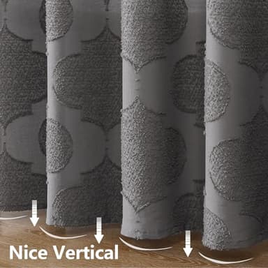 OWENIE Grey Shower Curtain Set, Jacquard Geometric Textured Fabric Boho Shower Curtains for Bathroom, Soft Hotel Style Farmhouse Shower Curtain Grommet Top 12 Hooks, Machine Washable, 72x72, Grey - Image 7