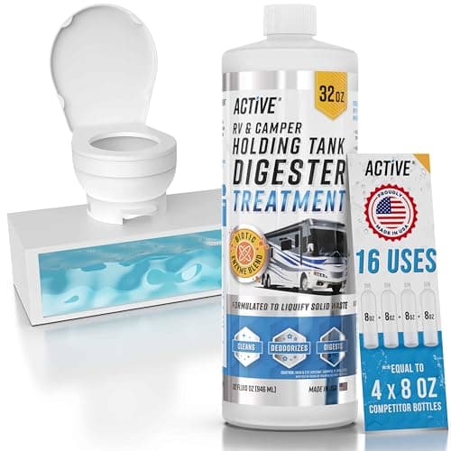 RV Black Tank Treatment Toilet Chemicals - 16 Treatments Waste Digester for Holding Tank, Gray Water Tank in RVs, Campers & Boat - Camper Toilet Sensor Cleaner, Sewer Deodorizer, 32oz - Made in USA - Image 1