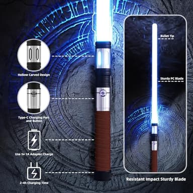 Saberforms Lightsaber Dueling Light Saber with 12 RGB Colors 16 Sound Fonts and Motion Control, Force FX Lightsabers with Premium Metal Handle and Replaceable Blade, Light Sabers for Adults, Kids - Image 6