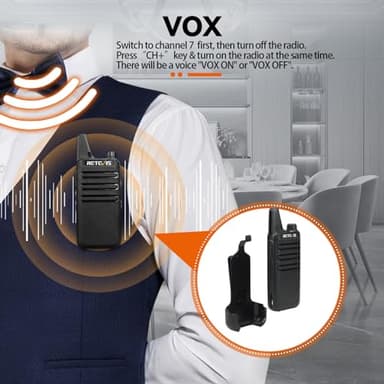 Retevis RT22 Two Way Radio Long Range Rechargeable,Portable 2 Way Radio, USB-C Charging, Handsfree Walkie Talkies for Adults Cruise Hiking Camping(4 Pack) - Image 5