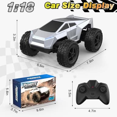 Hepoasky 1:18 Scale Remote Control Car Truck, 2.4GHz All-Terrain RC Car Toy with LED Lights, Boy Toys Monster RC Trucks Birthday Gifts for 4 5 6 7 8 9 10 Year Old Boys Age 4-6 6-8 8-12 - Image 4