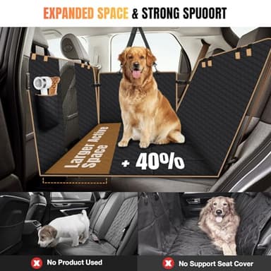 Lekespring Dog Car Seat Cover for Back Seat, Dog Car Bed Cover with Strong Hard Bottom 4 Panels, Back Seat Extender Hammock for Cars SUV Truck Black Color - Image 3