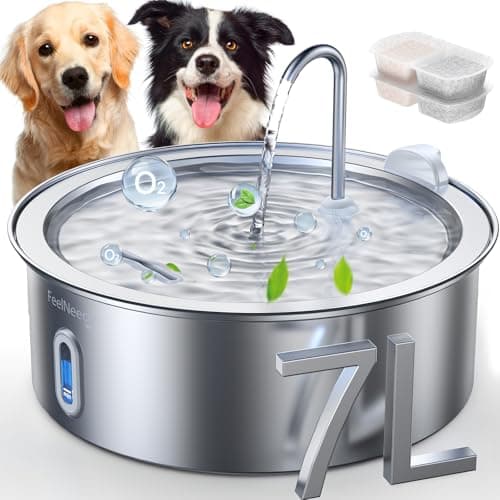 FEELNEEDY 7L/1.8Gal Stainless Steel Dog Water Fountain, for Large Dogs, Cats, Multi-Pets, Ultra Quiet with 5-Layers Filtration, Pet Dog Water Bowl Dispenser, 236 fl oz with 2 Filters (FN-W14) - Image 1