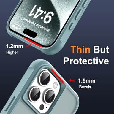 SKYLMW Compatible with iPhone 15 Pro Case with Invisible Magnetic O-Ring Stand Military-Grade Translucent Case for iPhone 15 Pro 6.1" [Compatible with MagSafe][Great Grip Feeling], Blue - Image 6