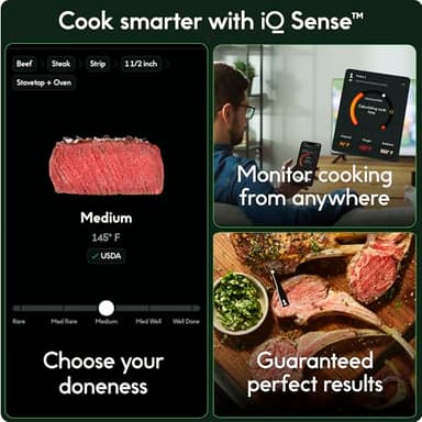 CHEF iQ Sense Smart Wireless Meat Thermometer with Ultra-Thin Probe, Unlimited Range Bluetooth Meat Thermometer, Digital Food Thermometer for Remote Monitoring of BBQ Grill, Oven, Smoker, Air Fryer - Image 2