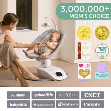 Momcozy CocoSway Baby Swing for Infants to Toddler, 3D-Motion Electric Baby Swing with 6 Motions & 4-Speeds, Remote Control, Infant Swing with 8 Preset Lullabies for Baby Boy Girl Up to 20 lbs - Image 8