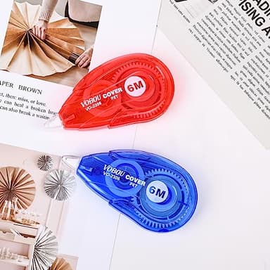 Vobou White Correction Tape, Easy To Use Applicator for Instant Corrections Wrong Writing At Any Time, For school, Office (Red and Blue, 12pack, 6M/256" x 0.2") - Image 6