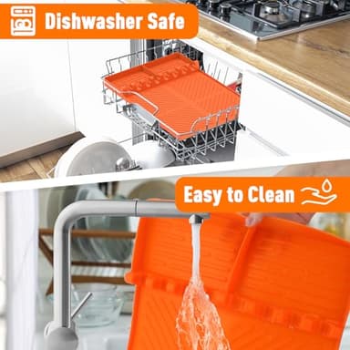Silicone Grill Mat Compatible with Blackstone, Silicone Griddle Tools Mat with Drip Pad, Spatula Mat for Outdoor Grill Kitchen Counter (Orange) - Image 6