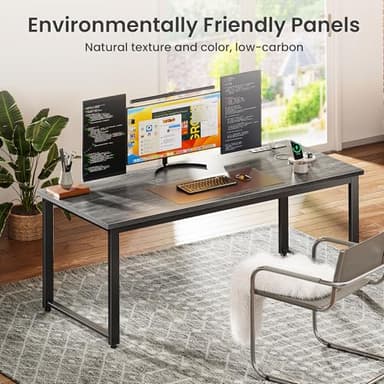 Huuger 55 x 24 inch Desk with Power Outlets & USB-C, Deeper & Thicker Desktop, Robust Metal Tubes, Computer Desk, Heavy Duty Office Desk, Work Gaming Desk for Home Office, Grey - Image 4