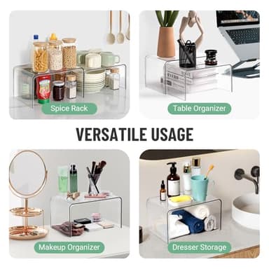 Clear Cabinet Organizer, Shelf Organizer Set of 2 for Kitchen Pantry Organizers and Storage, Display Cabinet Shelf Room Decor Countertop Desk Shelves, Patented Spice Organization for Cabinet - Image 6