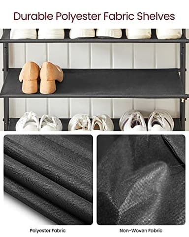 VASAGLE Shoe Rack, 5-Tier Shoe Storage Organizer for Entryway and Closet, Holds 12-16 Pairs of Shoes, 4 Fabric Shelves, Steel Frame, Industrial, Rustic Brown and Black ULBS036B01 - Image 7