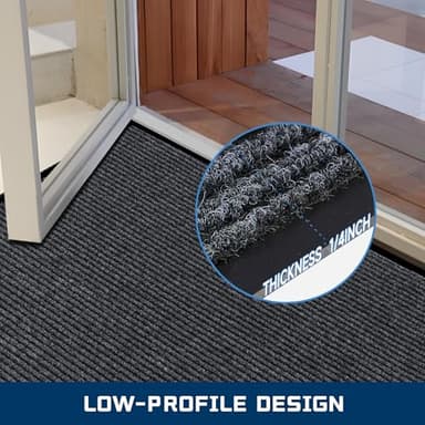 Large Indoor Outdoor Door Mat, 2' x 6' Heavy Duty Commercial Floor Mat Inside Outside Entrance, Rubber Border Doormats for Entryway, High Traffic Area, Waterproof, Low-Profile, Easy to Clean - Image 7