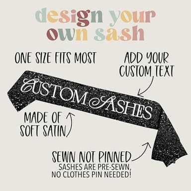 Custom Text Satin Sash | Custom Quote Sash Custom Sash Personalized Sash Birthday Sash Bachelorette Sash Bride to Be Bridal Sash Pageant Sash - Image 2