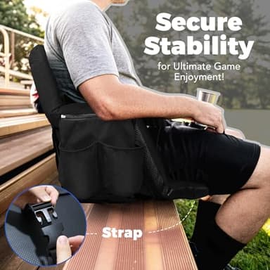 Extra Wide Stadium Seats With Back Support 2 Pack, Exclusive "Sofa Style" Design Thick Bleacher Chairs With Back and Cushion, 6 Reclining Positions - Ultimate Comfort for Sports Events (Black, 25") - Image 7
