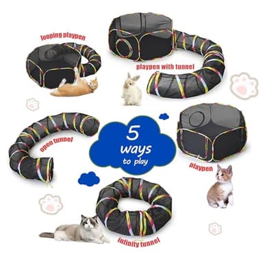 CLKHOWL Outdoor Cat Enclosure, Portable Cat Tents for Outside, Cage Free Outside Cat Playpen Pet Enclosure, Cat Tunnel Outdoor Playground for Indoor Cats & Small Animals - Image 3