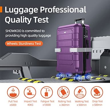 SHOWKOO Luggage Sets Expandable PC+ABS Durable Suitcase Sets Double Wheels TSA Lock 4 Piece Luggage Set Purple - Image 7