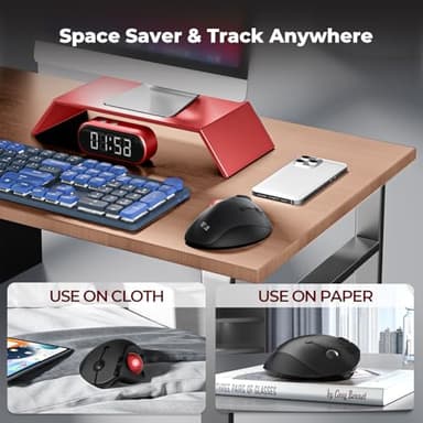 seenda Wireless Trackball Mouse Ergonomic - Bluetooth Rollerball Mouse Rechargeable, Multi Devices Connection Thumb Control Mice Compatible for Mac/Android/Windows Computers - Black&Red - Image 4