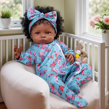 BABESIDE Lifelike Reborn Black Girl- 18-Inch Realistic Newborn Real Life Baby Dolls with Clothes and Toy Gift for Kids Age 3+ - Image 2