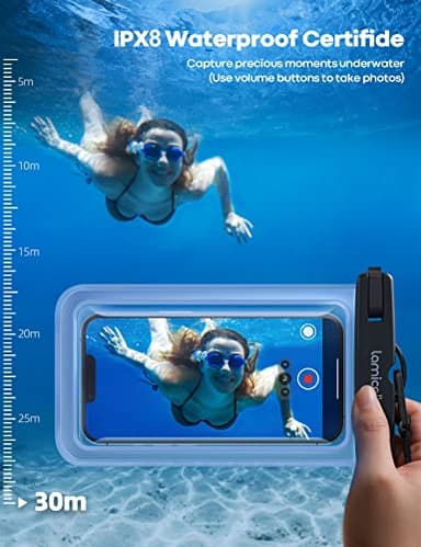 Lamicall Waterproof Phone Pouch Case - [2 Pack][Easy Lock & Heavy Duty] IPX8 Water Proof Cell Phone Dry Bag for Beach, Protector for iPhone 17 16 15 14 13 12 11 Pro Max Plus Air, Galaxy S25 S24, 4-7" - Image 2