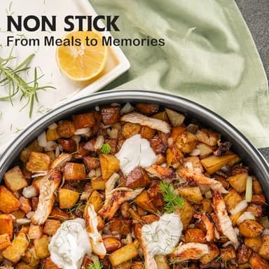 SNOWCLAD Pots and Pans Set Non Stick, 10 Pcs Hybrid Stainless Steel Cookware Sets, Non Stick Frying Pans, Saucepans, Saute Pan & Stock Pot, PFOA Free Kitchen Skillet,Induction Compatible - Image 3