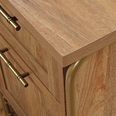 Sauder Coral Cape Corner Desk, Spacious Desktop and File Drawer, L Shaped Office Desk - Sindoori Mango Finish - Image 8
