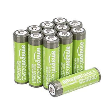Amazon Basics 12-Pack Rechargeable AA NiMH High-Capacity Batteries, 2400 mAh, 1.2V, Recharge up to 400x Times, Pre-Charged - Image 1