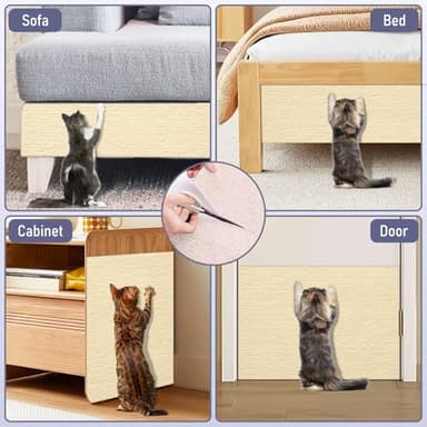 Cat Scratching Furniture Protector Self Adhesive Trimmable Protective Sofa Carpet Leather Furniture Pad Replacement for Cat Tree Shelves DIY Pet Scratch Protector (Khaki, 15.7"x78.7") - Image 5