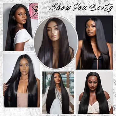 JKD 13x6 Lace Front Wigs Human Hair Pre Plucked 200% Density Straight HD Lace Front Straight Wigs Human Hair Natural Black Lace Frontal Wigs Human Hair for Women 28 Inch - Image 7