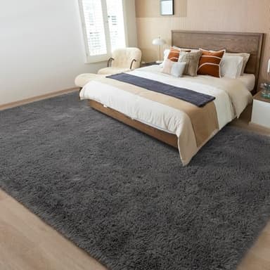 Merelax Area Rugs 9x12 Living Room, Large Grey Bedroom Carpet, Big Shag Indoor Thick Soft Nursery Rug, Deep Gray Fluffy Carpets for Boy and Girls Room Dorm Home Decor Aesthetic - Image 7