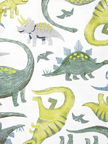 Simple Joys by Carter's Baby Boys' 3-Pack Snug Fit Footed Cotton Pajamas, Navy Stripe/Sage Green Construction/White Dinosaur, 18 Months - Image 2