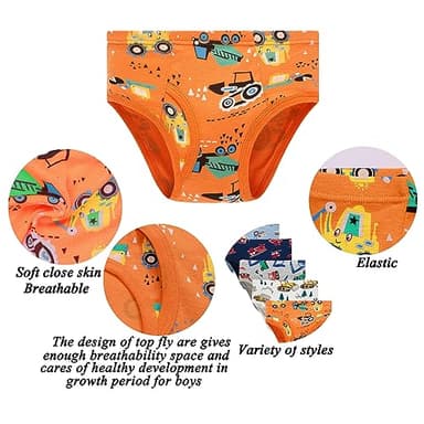 Boboking Little Boys Briefs Dinosaur Truck Toddler Kids Underwear (Pack of 6) 3/4T - Image 2