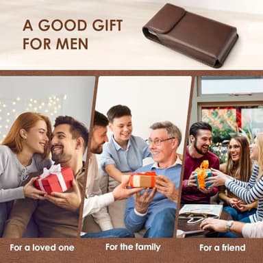 Cverny Leather Phone Holster, Universal Leather Holster Compatible with iPhone 16, 16 Pro Max, iPhone 15 Pro Max, 15 Plus... Galaxy S24... Cell Phone Holster with Belt Clip for Men Coffee (L) - Image 7