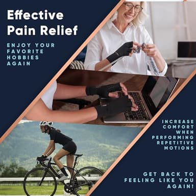 Copper Compression Arthritis Gloves | Fingerless Arthritis Carpal Tunnel Pain Relief Gloves For Men & Women | Hand Support Wrist Brace For Rheumatoid, Tendonitis, Swelling, Crocheting, Typing (M) - Image 4