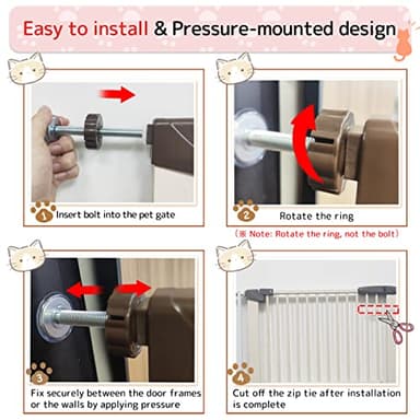 Lumizone Extra Tall Cat Gate 61.02" High Pressure Mounted Extra Wide 26.38"-30.11" (17Sizes) 1.37" Gap No Drilling Auto-Close Tall Pet Gate for Dogs (Cream, 26.38"-30.11"/67-76cm) - Image 5