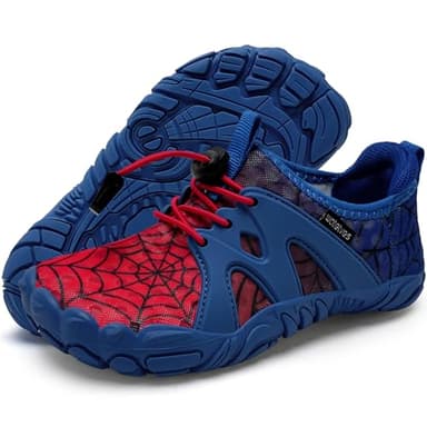 WateLves Toddler/Little/Big/Kid Water Shoes Wide Barefoot Aqua Athletic Sneakers Girls Boys Hiking Beach Swim Fast Dry Shoes Built-in Heel Grips (Red Blue, 37) - Image 6