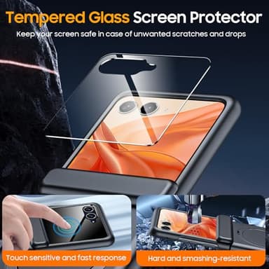 CENMASO for Motorola Razr 2025 Case/Razr 2024 Case with Hinge Protection & Built-in Screen Protector & Magnetic Ring Stand, Slim Full-Body Shockproof Rugged Phone Case for Moto Razr 2025/2024-Black - Image 6