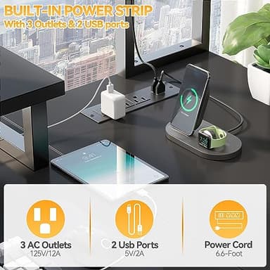 Aheaplus Small L Shaped Gaming Desk with LED Lights & Power Outlets, Reversible L-Shaped Computer Desk with Monitor Stand & Storage Shelf, Corner Desks Home Office Desk with Storage Bag, Black - Image 4