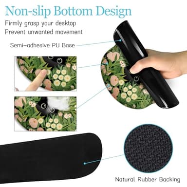 LIMKRIAN Cat Ergonomic Mouse Pad with Wrist Rest Desk Mat Set, Green Gaming Mouse Pad Wrist Support, Keyboard Mat Wrist Rest Cup Coaster Funny Office Decor - Image 5