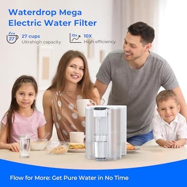 Waterdrop Large 27-Cup Mega Electric Water Filter Dispenser, 200-Gallon Rechargeable Instant System, NSF/ANSI 42&53&401&372, Reduce PFAS, Lead, Chlorine, with 1 Filter, White, Does not Lower TDS - Image 2