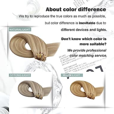 Moresoo Clip in Hair Extensions Remy Double Weft Human Hair Clip in Extensions Straight Hair Extensions for Women Dark Ash Blonde Highlight with Golden Blonde 20inch 7pcs 120g - Image 9