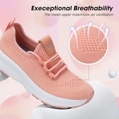 ZOVE Wide Toe Box Shoes Women Extra Wide Width Sneakers Ultra Light Road Running Shoes Non-Slip Tennis Sneakers Breathable Walking Athletic 8803 Orange Pink 39 - Image 6