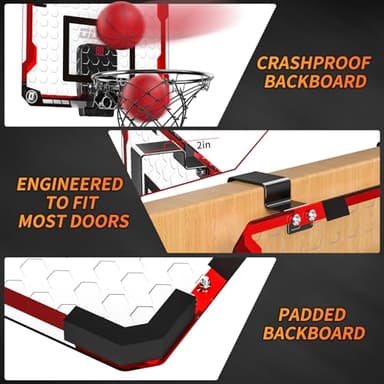 TEMI Basketball Hoop Indoor, Mini Basketball Hoop with 4 Balls & Electronic Scoreboard, Over the Door Basketball Hoop, Basketball Toys for Boys Girls Age 5 6 7 8 9 10 11 12 - Kids & Teens Gift Ideas - Image 4