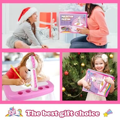 Drawing Projector for Kids, Art and Crafts, Drawing Board with Music, Color Pens, Pencils, Crayons, Scrapbook, Unicorn Sticker Book, Ideal Toy for 3+ Year Old Girls & Boys (Unicorn Kit) - Image 6