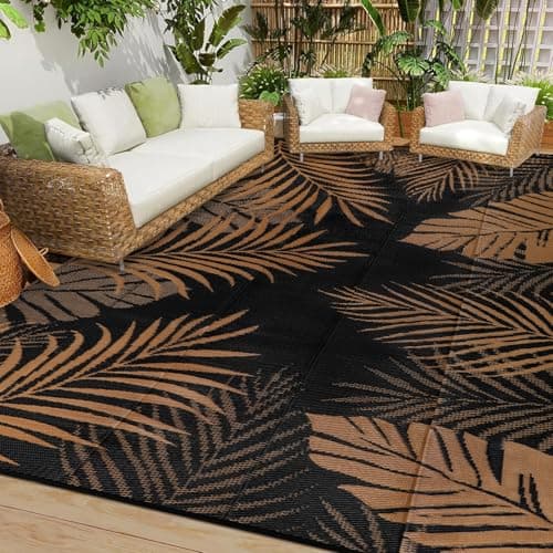 Cekene Outdoor Rugs 6’x9’ Waterproof Outdoor Patio Rug Blue Reversible Mats Lightweight Plastic Straw Rug with Carry Bag Portable RV Camping Mat Modern Outdoor Area Rug for Patio Deck Picnic - Image 1