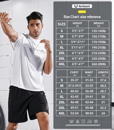 NORTHYARD Men's UPF 50+ Sun Protection Shirts Swim SPF UV Quick Dry Short Sleeve T-Shirts for Athletic Fishing Rash Guard White XL - Image 6