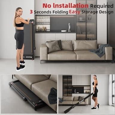 Hccsport Treadmill with Incline, 3 in 1 Under Desk Treadmill Walking Pad with Removable Desk Workstation 3.5HP Foldable Compact Walking Treadmills for Home Small Office with Wristband Remote Control - Image 6