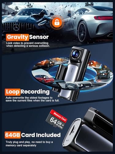 Affver 4K Dash Cam Front and Rear, Built-in 5G WiFi GPS, 64GB Card Included, 3.59'' IPS Screen Dash Camera for Cars, Dual Dashcam with G-Sensor, Loop Recording, WDR, Night Vision, 24H Parking Monitor - Image 6