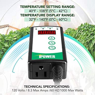 Simple Deluxe 150W Reptile Ceramic Heat Bulb with 8.5 Inch Clamp Lamp and Digital Thermostat Controller Combo Set for Incubating Chicken & Amphibian Pet, 2 Pack - Image 6