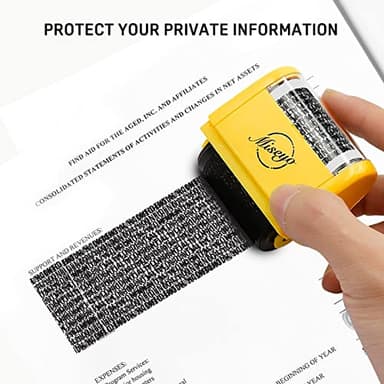 Miseyo Wide Identity Theft Protection Roller Stamp Set - Yellow (3 Refill Ink Included) - Image 4